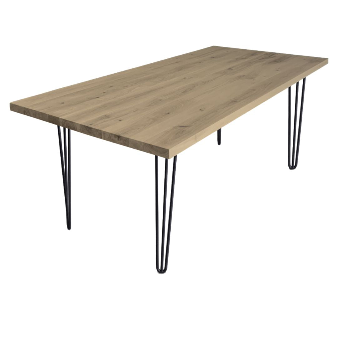 "Theo" - Eiche Massivholztisch mit gerader Tischkante - Old Grey