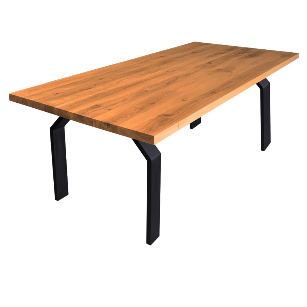 "Theo" - Eiche Massivholztisch mit gerader Tischkante - Classic Brown
