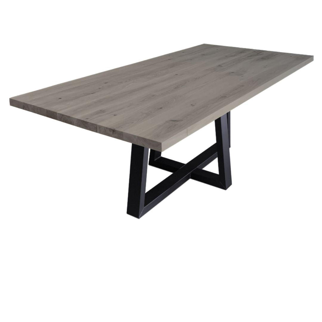 "Theo" - Eiche Massivholztisch mit gerader Tischkante - Castle Grey