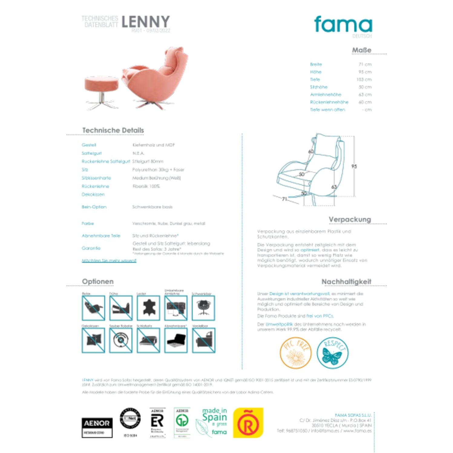 Fama ,Lenny' Sessel - verschiedenste Stoffe & Farben möglich