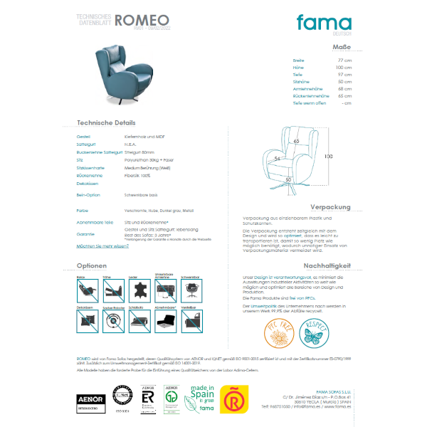 Fama ,Romeo' Sessel - verschiedenste Stoffe & Farben möglich