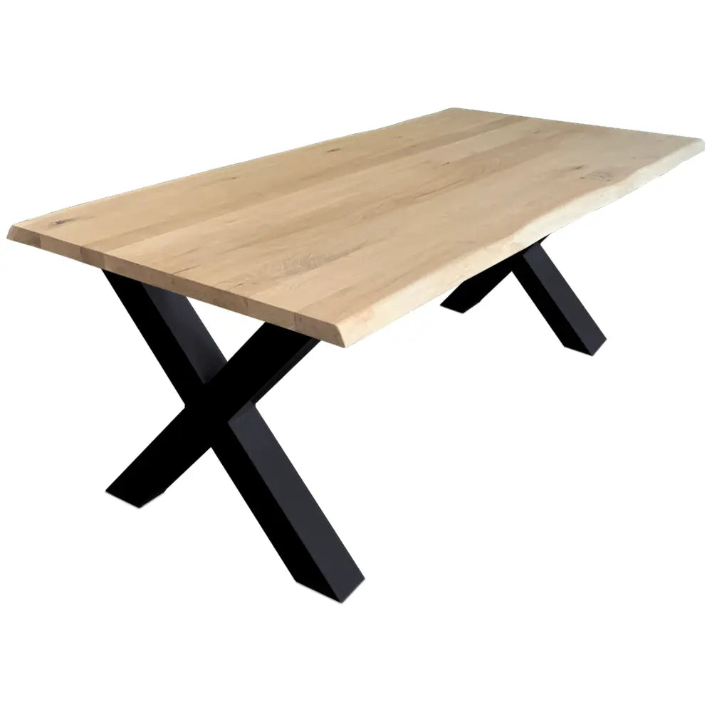 "Seke" - Eiche Massivholztisch mit Baumkante - Transparent